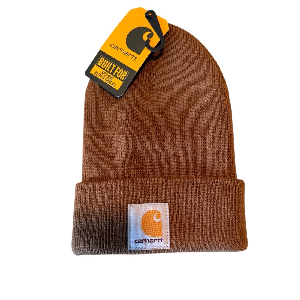 Carhartt Brown Knit Beanie kids One Size Casual Solid Winter Fall Hat
